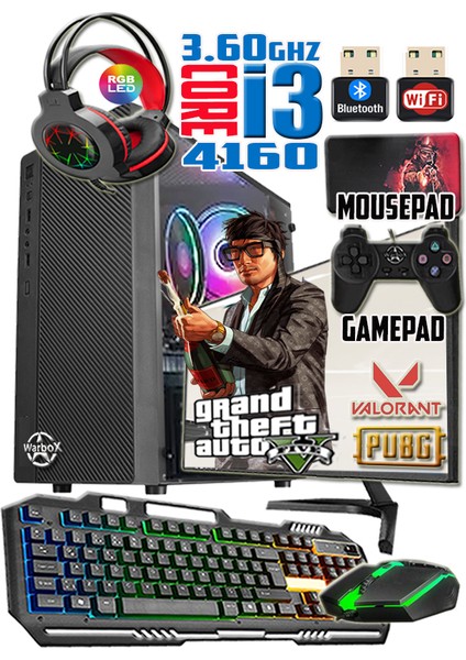 Pablo I3 4160 TURBO:3.60GHZ 8gb Ram 128GB SSD 250GB HDD R7 240-4GB E.kartı 19" Monitör Masaüstü Bilgisayar