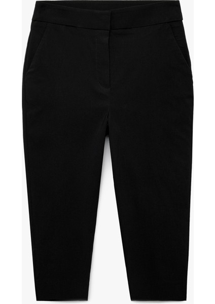 Viskon Kumaş Slim Fit Cepli Capri Pantolon