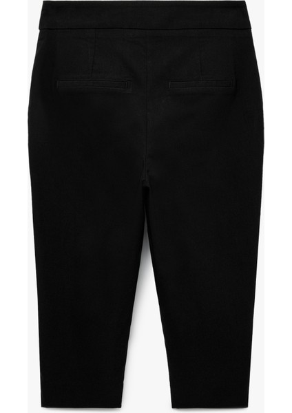 Viskon Kumaş Slim Fit Cepli Capri Pantolon