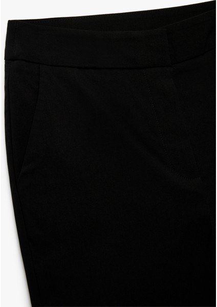 Viskon Kumaş Slim Fit Cepli Capri Pantolon