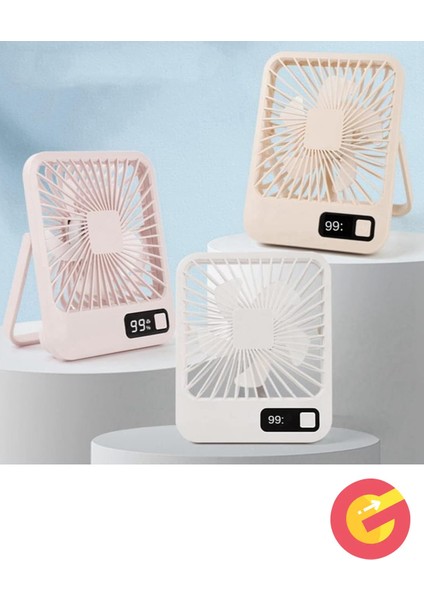 Şarjlı Sessiz Mini Fan Vantilatör, 1 Adet, 180° Ayarlanabilir, 5 Hız, Led Göstergeli, Type-C Şarj