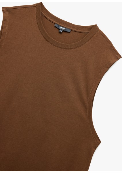 Bisiklet Yaka Regular Fit Pamuklu Kolsuz Tişört