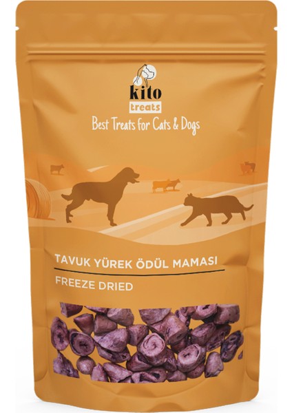 Freeze Dried Tavuk Yürek Ödül Maması Kediler için (30 gr)