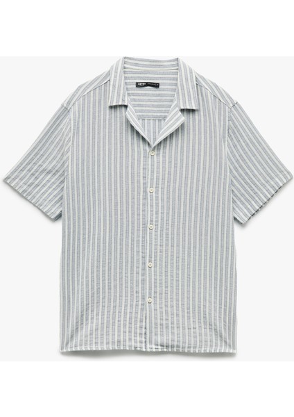 Pamuklu Regular Fit Kısa Kollu Gömlek Yaka Çizgili Gömlek