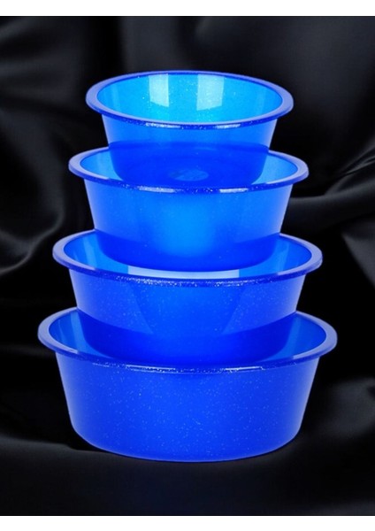 4 Boy Simli Kırmızı Badya, Renkli Badya Set, Bulaşık Leğeni, Hamur Leğeni, Leğen Seti