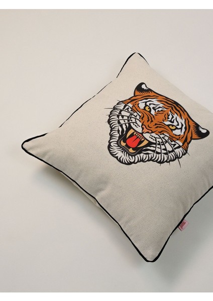 Roar Icon Kaplan Illüstrasyonlu Keten Kırlent Kılıfı 45X45 cm fiyatları