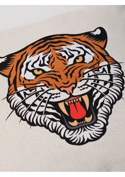 Roar Icon Kaplan Illüstrasyonlu Keten Kırlent Kılıfı 45X45 cm fırsatları