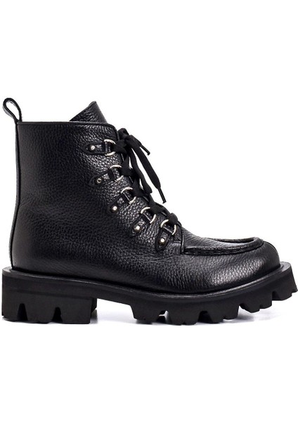 Rune Siyah Hakiki Deri Kadın Düz Bot