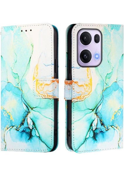 Oppo Reno 13 Pro 5g Kılıf 360 Tam Kaplar Deri Marble Kapaklı Cüzdan Standlı Kartvizitli Kopçalı Kapak Kartlıklı (Yurt Dışından)