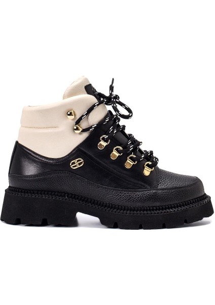 Cız Siyah Hakiki Deri Kadın Düz Bot