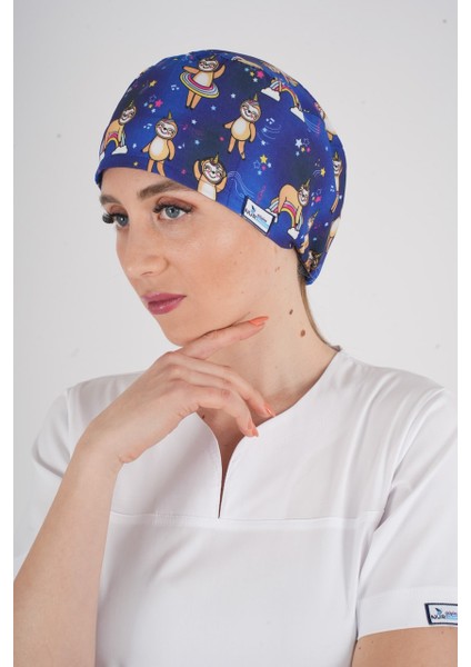 Unisex Stars Club Desenli Hemşire Doktor Hastane Medikal Aşçı Cerrahi Bonesi