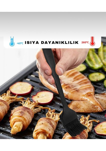 Isıya Dayanıklı Yanmaz Yapışmaz Silikon Yumurta ve Yağ Fırçası Siyah 26 cm