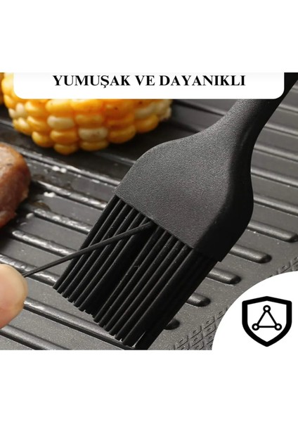 Isıya Dayanıklı Yanmaz Yapışmaz Silikon Yumurta ve Yağ Fırçası Siyah 26 cm