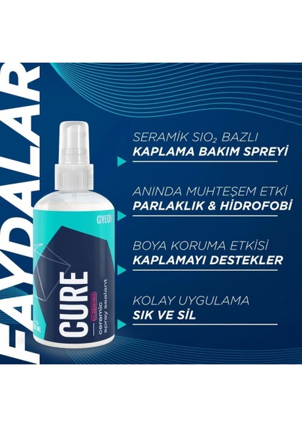 Q²m Cure Redefined Araç Boya Koruma ve Bakım Spreyi - 250 ml -Seramik Bazlı Koruyucu Nano Cila