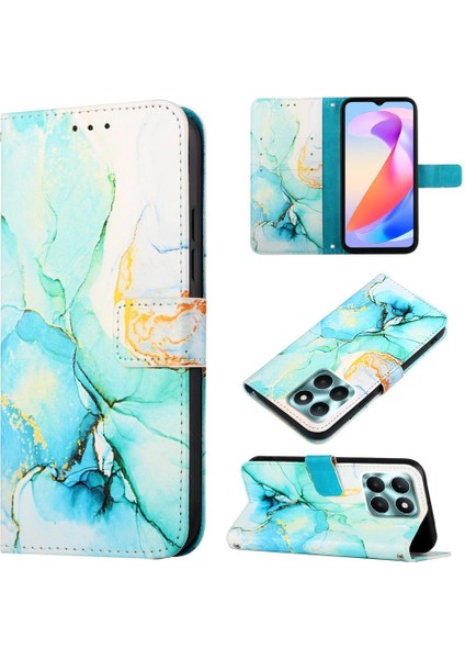 Honor X6A Kılıf 360 Tam Kaplar Deri Marble Kapaklı Cüzdan Standlı Kartvizitli Kopçalı Kapak Kartlıklı (Yurt Dışından)