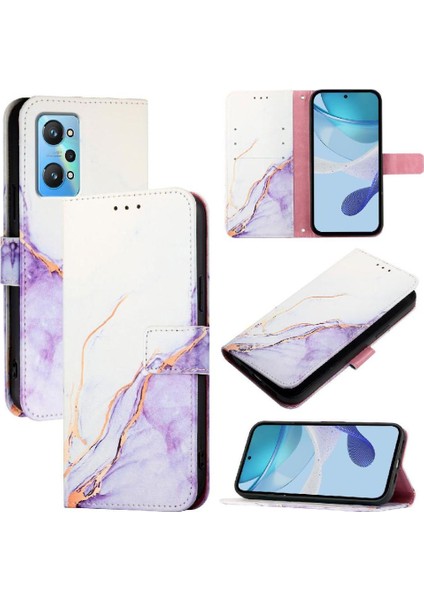 Realme Gt 2 5g Kılıf 360 Tam Kaplar Deri Marble Kapaklı Cüzdan Standlı Kartvizitli Kopçalı Kapak Kartlıklı (Yurt Dışından)