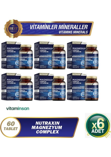 Magnesium Complex Vitamin B6 60 Tablet 6 Adet (Kupa Bardak Hediyeli)