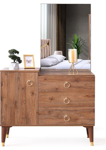 Cenevre Şifonyer-Makyaj Masası- Aynalı-Ceviz-Ücretsiz Nakliye