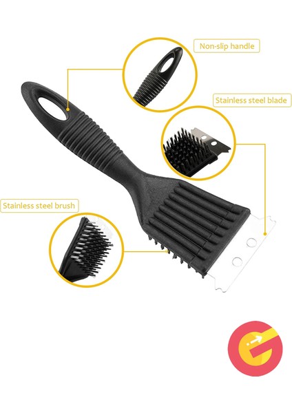 2'li Paket Mangal Barbekü Temizleyici, Metal Barbekü Izgara Temizleme Fırçası ve Kazıyıcı modelleri