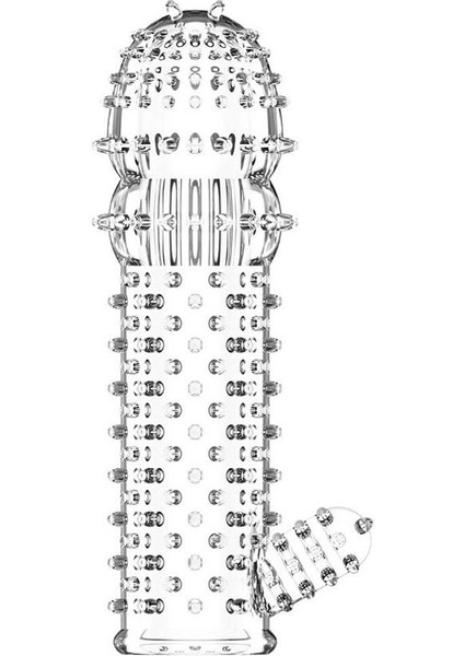 Lolita Shop Tırtıklı Klitoris Uyarıcılı Esnek Silikon Prezervatif Tekrar Kullanılabilen Dildo Penis Kılıfı