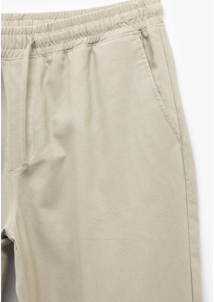 Beli Bağcıklı Cep Detaylı Keten Pamuk Karışımlı Pantolon indirimleri
