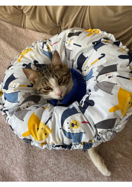 Kedi ve Köpek Operasyon Boyunluk,yakalık,yastık (XL Dış çap:45 Cm) % 100 Koruma Kumaş Huni Model 01