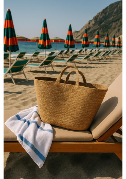 Orta Boy Doğal Hasır Plaj Çantası fiyatları