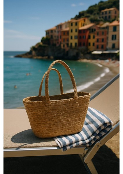 Orta Boy Doğal Hasır Plaj Çantası modelleri