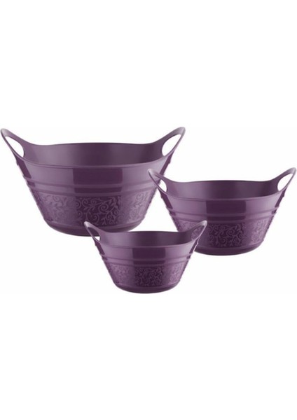 3'lü Kulplu Badya Set Mor Renk (1 Litre - 1.75 Litre - 2.75 Litre)