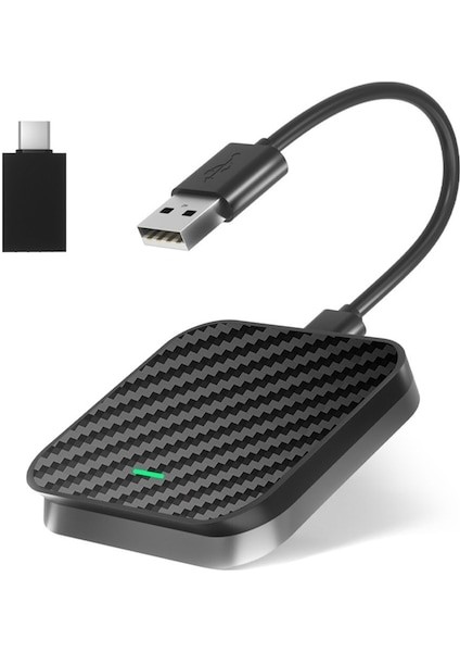 Pl8 Carplay / Android Auto Kablosuz Video Kutusu Araç Akıllı Carplay Adaptörüne Kablolu - Karbon Fiber Doku
