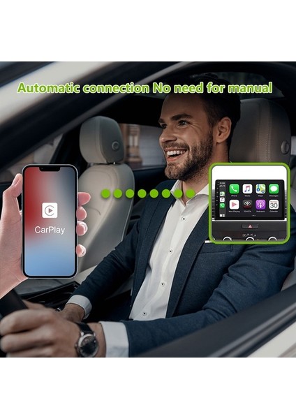 Pl8 Carplay / Android Auto Kablosuz Video Kutusu Araç Akıllı Carplay Adaptörüne Kablolu - Karbon Fiber Doku