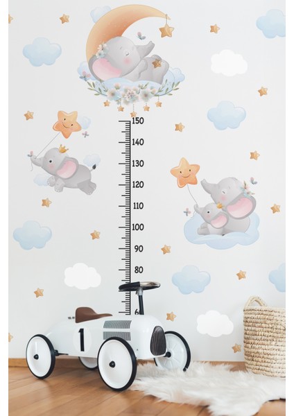 Sevimli Filler Yıldızlar ve Bulutlar Temalı Temalı Boy Ölçer Boy Cetveli Sticker Seti Çocuk fiyatları