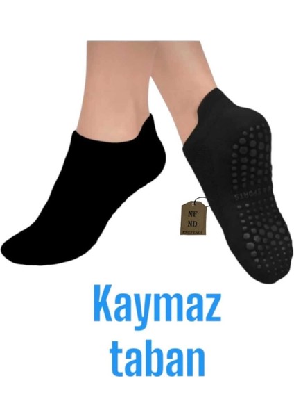 Yoga Çorabı 3çift Pilates Tavaf Kaymaz Taban Pamuklu Silikon Baskılı Dikişsiz Kadın Çorap Siyah Kısa modelleri
