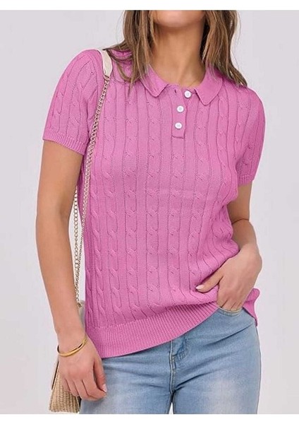 Mercan Polo Yaka Triko T-Shirt Beyaz - Xs