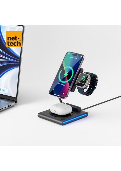 NT-WCH04 3in 1 15W Kablosuz Wireless Şarj