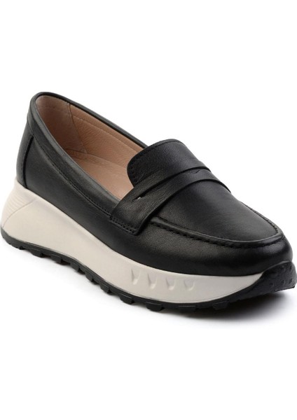 Siyah Leather Kadın Loafer Ayakkabı K01518015203
