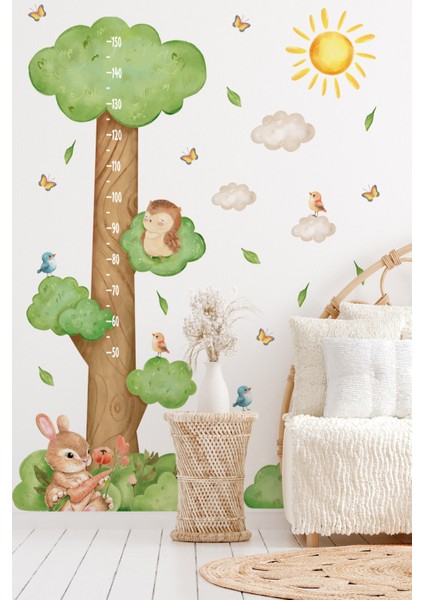 Ormanda Keyifli Bir Gün Temalı Temalı Boy Ölçer Boy Cetveli Sticker Seti Çocuk, Sevimli Orman Figür fiyatları