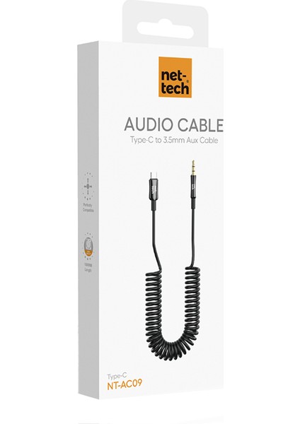 NT-AC09 Plastik 100 cm Type-C To Aux Kablosu