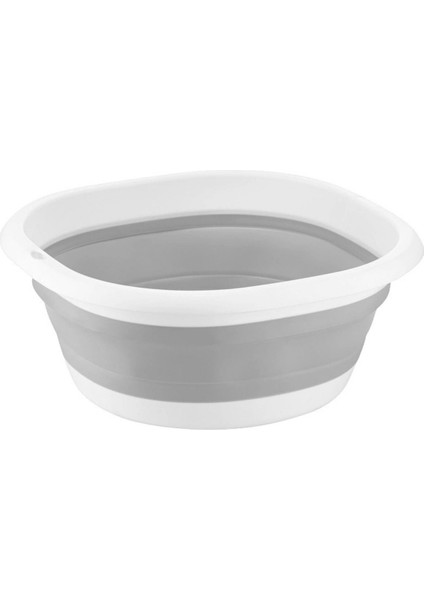 Çok Amaçlı Katlanır Badya Akordiyon Leğen 5 Litre Beyaz Gri