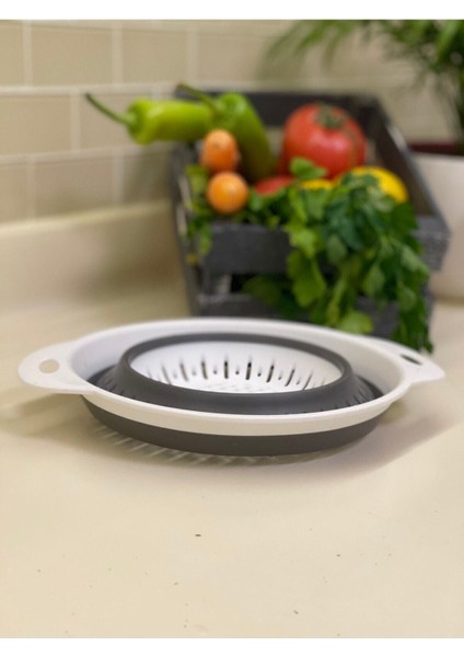 4 Parça Katlanır Akordiyon Süzgeç ve Badya Seti - Gri modelleri