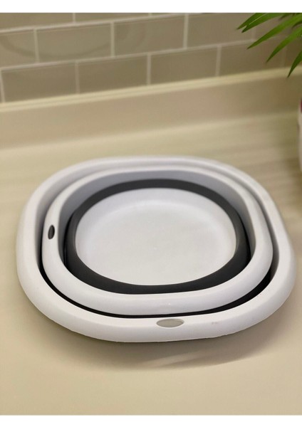 4 Parça Katlanır Akordiyon Süzgeç ve Badya Seti - Gri indirimleri