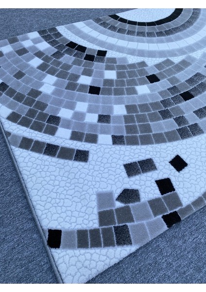 Gri Siyah Beyaz 120X230 Kesme Akrilik Halı