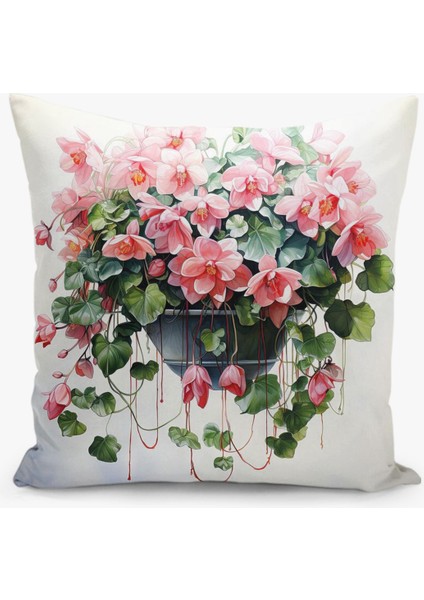 Çift Taraflı Dijital Baskı Kırlent Kılıfı Çiçek Desenli