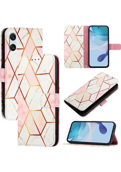 Sony Xperia 10 Vı Kılıf 360 Tam Kaplar Deri Marble Kapaklı Cüzdan Standlı Kartvizitli Kopçalı Kapak Kartlıklı (Yurt Dışından)