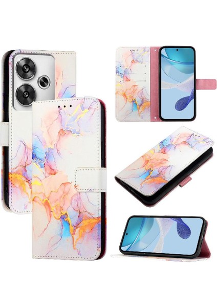 Xiaomi Poco F6 5g Kılıf 360 Tam Kaplar Deri Marble Kapaklı Cüzdan Standlı Kartvizitli Kopçalı Kapak Kartlıklı (Yurt Dışından)