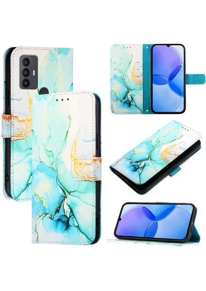 Tcl 30 Se Kılıf 360 Tam Kaplar Deri Marble Kapaklı Cüzdan Standlı Kartvizitli Kopçalı Kapak Kartlıklı (Yurt Dışından)