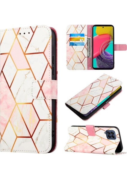 Samsung Galaxy M53 5g Kılıf 360 Tam Kaplar Deri Marble Kapaklı Cüzdan Standlı Kartvizitli Kopçalı Kapak Kartlıklı (Yurt Dışından)