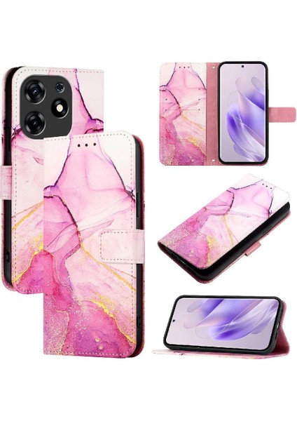 Tecno Spark 10 Pro Kılıf 360 Tam Kaplar Deri Marble Kapaklı Cüzdan Standlı Kartvizitli Kopçalı Kapak Kartlıklı (Yurt Dışından)