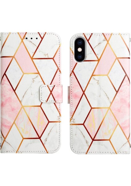 iPhone X/xs Kılıf 360 Tam Kaplar Deri Marble Kapaklı Cüzdan Standlı Kartvizitli Kopçalı Kapak Kartlıklı (Yurt Dışından)