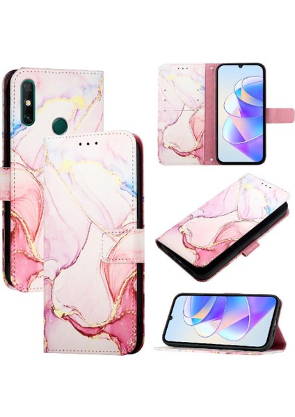 Huawei Enjoy 20 Se Kılıf 360 Tam Kaplar Deri Marble Kapaklı Cüzdan Standlı Kartvizitli Kopçalı Kapak Kartlıklı (Yurt Dışından)